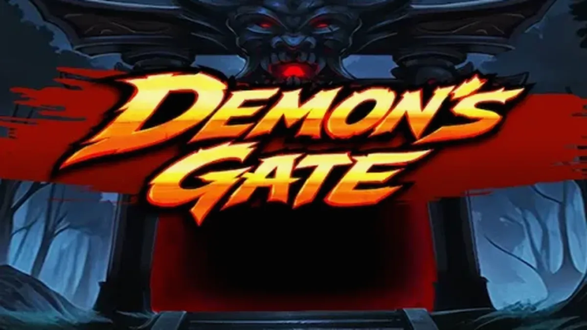 Interface de jogo do slot Demon's Gate com tema de fantasia sombria