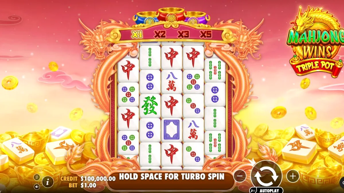 Mahjong Wins Triple Pot slot com tema medieval e peças de mahjong